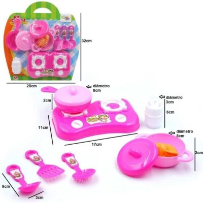 Kit Cozinha Infantil Rosa com Fogão, Panelas e Utensílios - Imagem 2