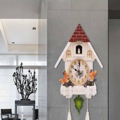 RELOGIO CUCO CLASSICO PENDULO MUSICAL ESTILO MADEIRA PASSARO BRANCO LUXO DESIGN RETRO DECORATIVO MUSICAL - Imagem 3