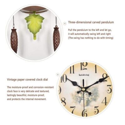 RELOGIO CUCO MUSICAL PENDULO VINTAGE ESTILO MADEIRA PAREDE PASSARO DECORATIVO QUARTZO CLASSICO RETRO - Imagem 5