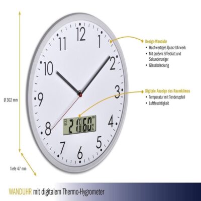 RELOGIO PAREDE COMPLETO CALENDARIO TERMOMETRO DIGITAL ESTILO ALUMINIO ROSE GOLD DESPERTADOR ESCRITORIO SALA CONSULTORIO - Imagem 4
