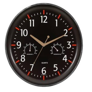 RELOGIO PAREDE TERMOMETRO HIGROMETRO MEDIDOR TEMPERATURA DECORATIVO ESCRITORIO VINTAGE PRETO LUXO