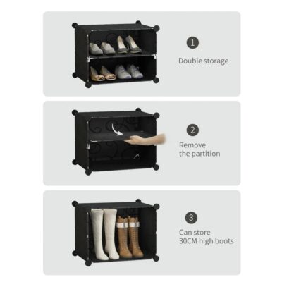 SAPATEIRA ORGANIZADOR 4 PORTAS ARMARIO GUARDA ROUPA BRINQUEDOS PORTATIL 4 PRATELEIRAS MODULAR INFANTIL ADULTO PRAIA ROSA - Imagem 3
