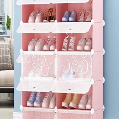 SAPATEIRA ORGANIZADOR 4 PORTAS ARMARIO GUARDA ROUPA BRINQUEDOS PORTATIL 4 PRATELEIRAS MODULAR INFANTIL ADULTO PRAIA ROSA - Imagem 4