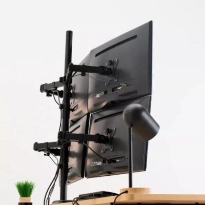 SUPORTE 4 MONITORES ARTICULADO PROFISSIONAL AJUSTAVEL ERGONOMICO HOME OFFICE 15 A 32 POLEGADAS 40KG JOGOS GAME - Imagem 3
