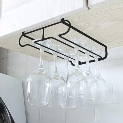 SUPORTE DUPLO COPOS ORGANIZADOR DE TAÇAS VINHO ARMARIO DE ENCAIXE PORTA COPO GIN COZINHA ARMARIO SUSPENSO - Imagem 3