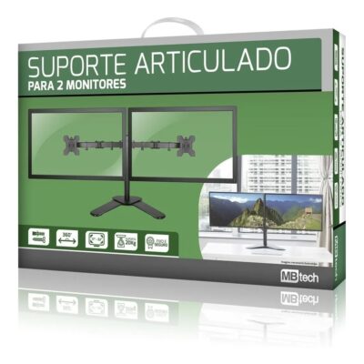 SUPORTE DUPLO MONITOR E TV DE MESA ARTICULADO 2 MONITORES COMPLETO LUXO - Imagem 3