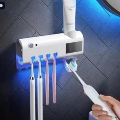 SUPORTE ESCOVA DE DENTE COM ESTEREALIZADOR DISPENSER AUTOMATICO PASTA HIGIENIZADOR UV - Imagem 4
