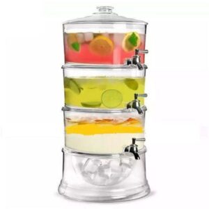 SUQUEIRA TRIPLA DISPENSER 3 EM 1 GRANDE 10,5 LITROS ACRILICA MULTIUSO EMPILHAVEL INDEPENDENTE KIT REFRESQUEIRA SUCO AGUA