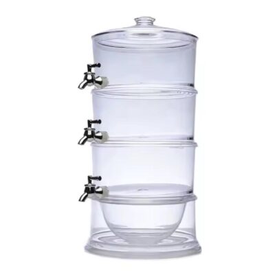 SUQUEIRA TRIPLA DISPENSER 3 EM 1 GRANDE 10,5 LITROS ACRILICA MULTIUSO EMPILHAVEL INDEPENDENTE KIT REFRESQUEIRA SUCO AGUA - Imagem 4