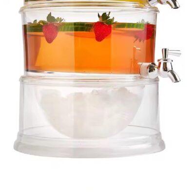 SUQUEIRA TRIPLA DISPENSER 3 EM 1 GRANDE 10,5 LITROS ACRILICA MULTIUSO EMPILHAVEL INDEPENDENTE KIT REFRESQUEIRA SUCO AGUA - Imagem 6