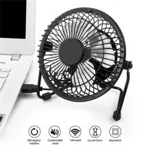 VENTILADOR EM METAL DE MESA NOTEBOOK MINI CIRCULADOR AR USB POTENTE CASA CARRO ARTICULAVEL SILENCIOSO PORTATIL