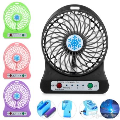 VENTILADOR PORTATIL MINI CIRCULADOR DE AR DE MESA SEM FIO 3 VELOCIDADES LANTERNA MULTIFUNCIONAL RECARREGAVEL