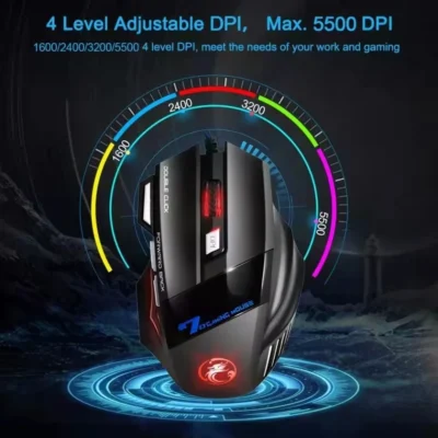 Mouse gamer para jogo computador 3200dpi com LED laser X7 USB Botões Profission - Imagem 5