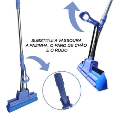 Rodo Mágico Azul Retrátil Esfregao Mop Limpeza Espuma PVA - Imagem 6