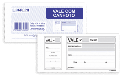 Vale com Canhoto - 50 folhas - 144x69mm - Sidgraph