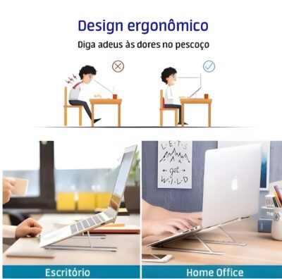 Suporte Para Notebook E Tablet Dobrável Em Alumínio Hrebos HS-014 - Imagem 7