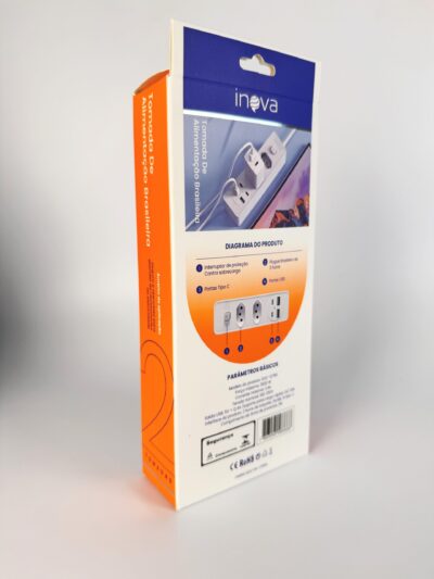 Tomada Extensão 2 Metros 2 Tomadas + 2 Tipo C + 2 USB Inova SOC-12780 - Imagem 4
