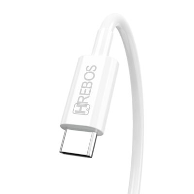 Cabo Turbo USB Para Tipo C 2 Metros Branco Hrebos HS-278 - Imagem 2