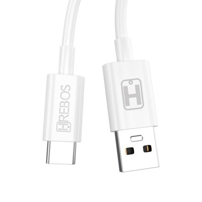 Cabo Turbo USB Para Tipo C 2 Metros Branco Hrebos HS-278 - Imagem 3