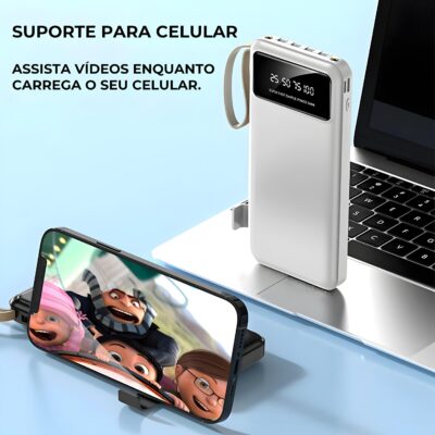 Carregador Portátil 4 Saídas Visor e Lanterna 10000mAh A'Gold BTE-18A - Imagem 9