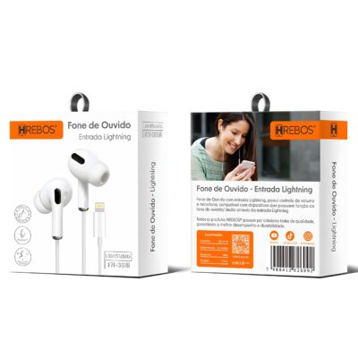 Fone De Ouvido Com Fio Entrada Lightning Hrebos HS-360 - Imagem 5
