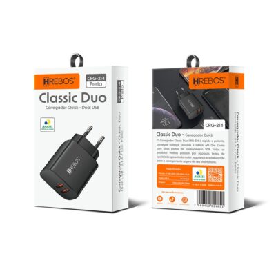 Fonte Carregador Celular Duas Entradas USB 2.1A Hrebos CRG-214 - Imagem 10