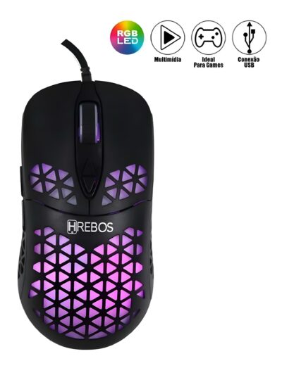 Mouse Gamer LED RGB 7 Botões 1200 DPI Hrebos HS-192 - Imagem 5
