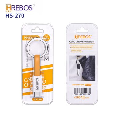 Cabo Chaveiro Retrátil USB Tipo C Turbo 3.1A Hrebos HS-270 - Imagem 3