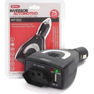Inversor Automotivo Tensão 12V 110V 75W Tomada USB Knup KP-552
