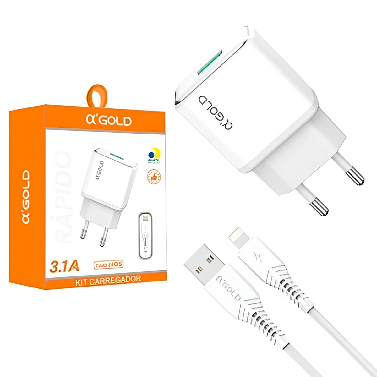 Adaptador Carregador Tomada Turbo 3.1A Cabo Usb IOS - Imagem 2