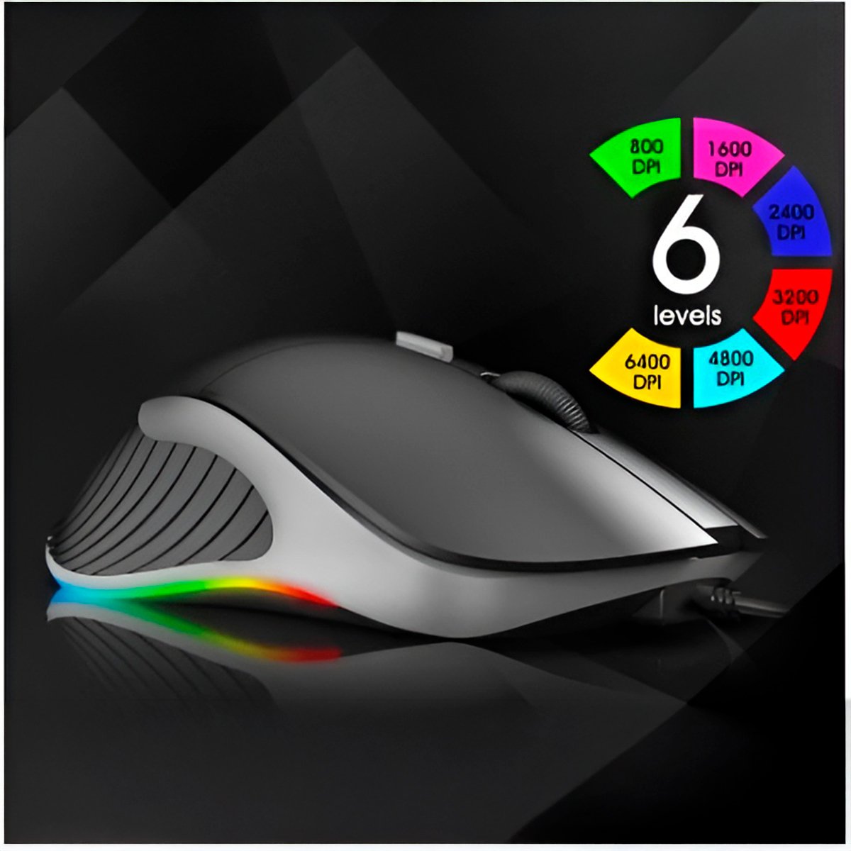 Mouse Óptico Gamer Retro Iluminado Com Fio Usb RGB - Imagem 2