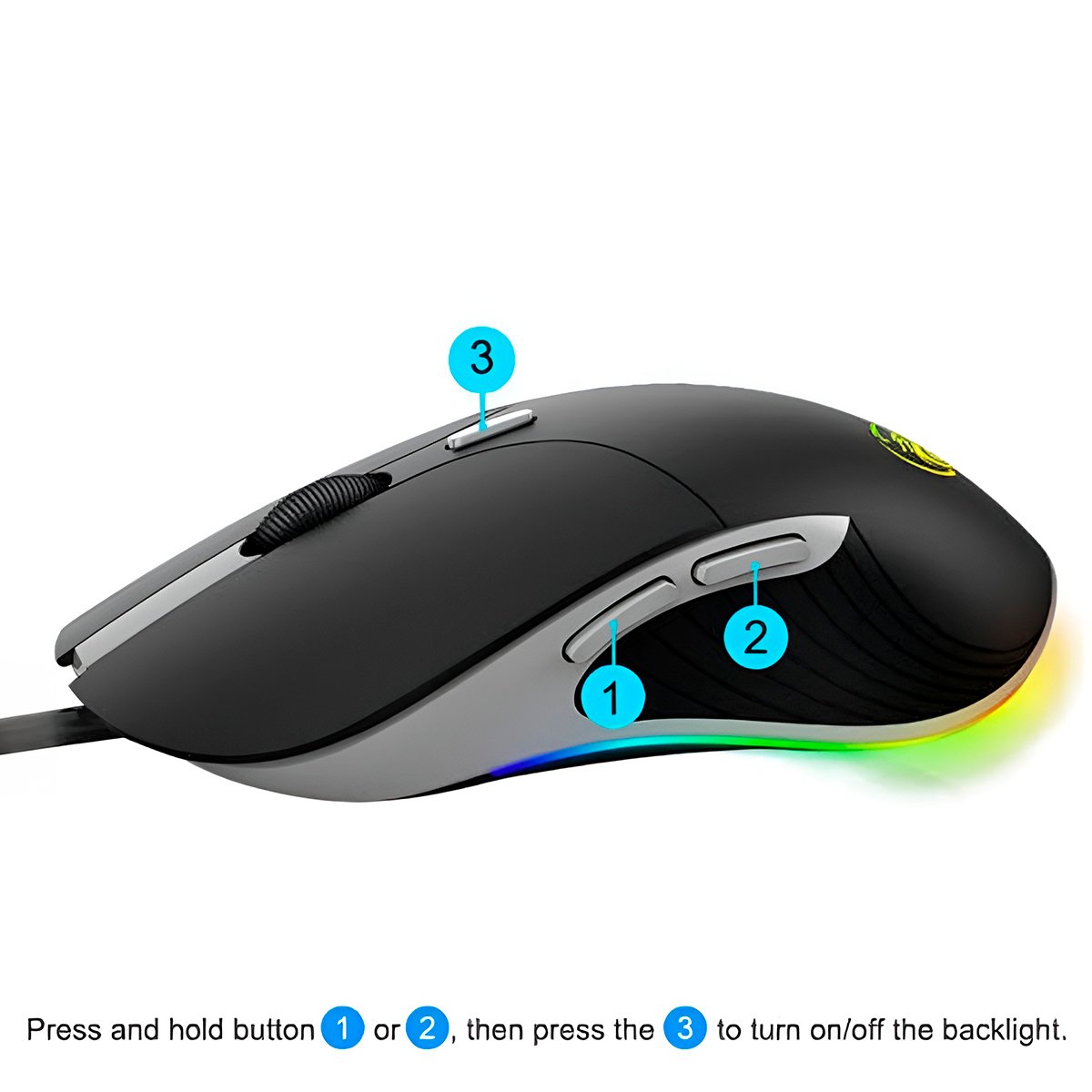 Mouse Óptico Gamer Retro Iluminado Com Fio Usb RGB - Imagem 5